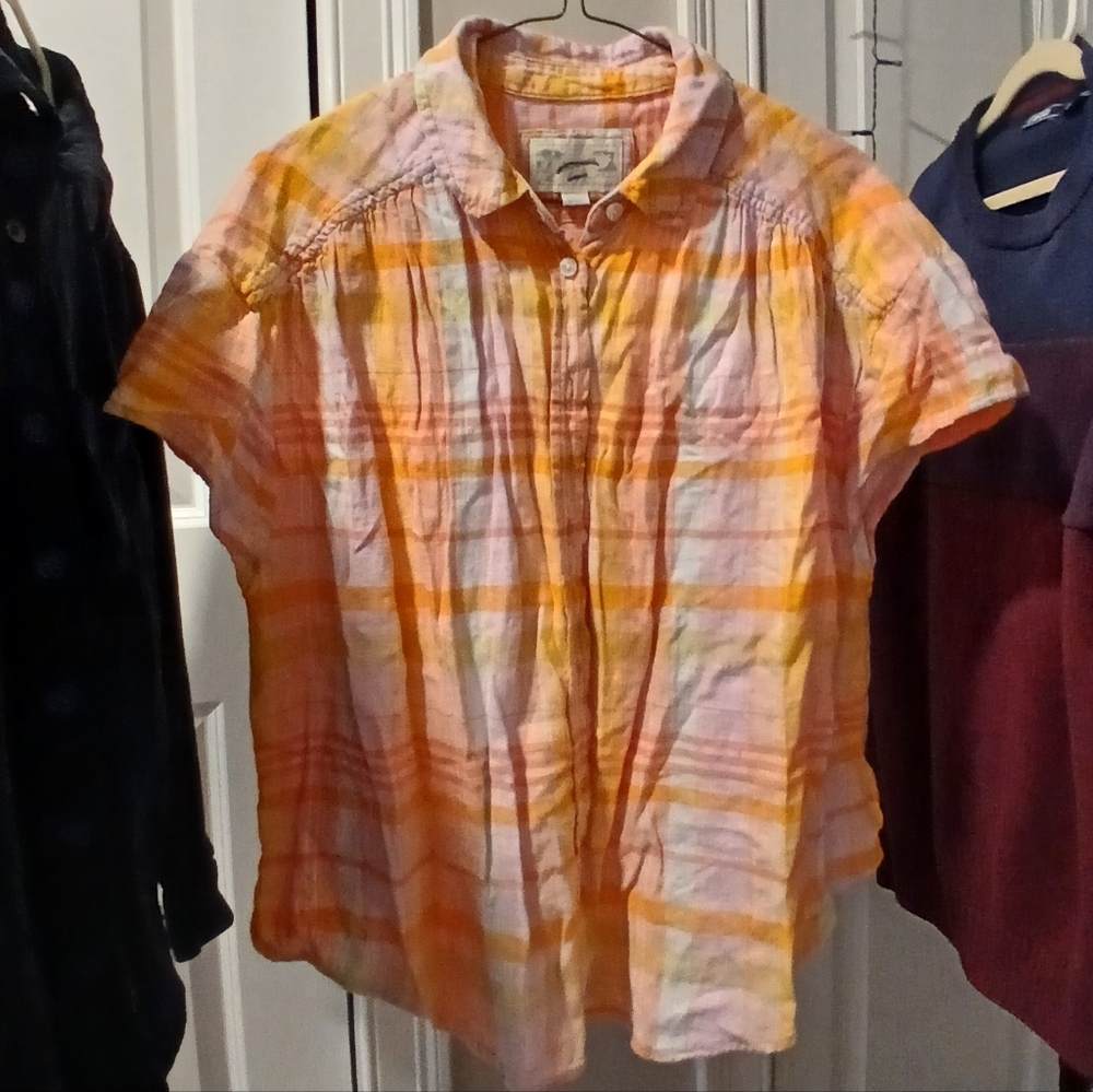 Plaid Button Up Blouse